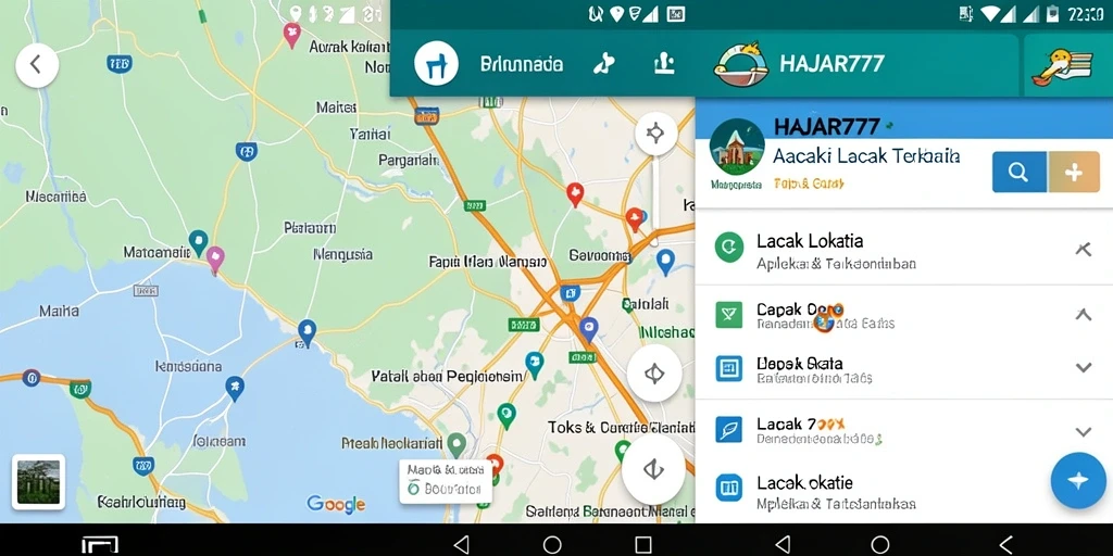 Antarmuka pengguna aplikasi HAJAR777 saat melacak lokasi.