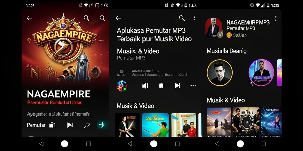 Tampilan antarmuka NAGAEMPIRE yang menarik untuk Pemutar MP3.
