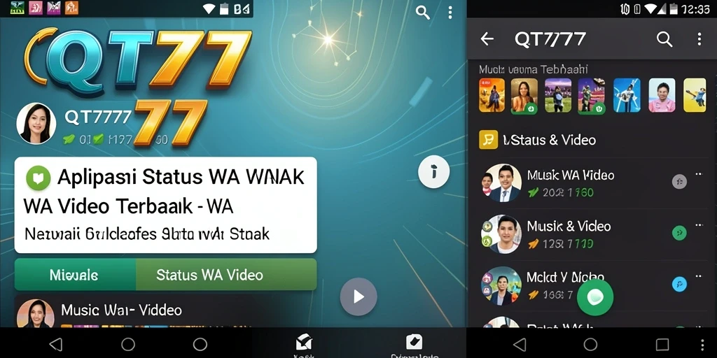 Tampilan antarmuka QT777 dengan berbagai pilihan video untuk status.